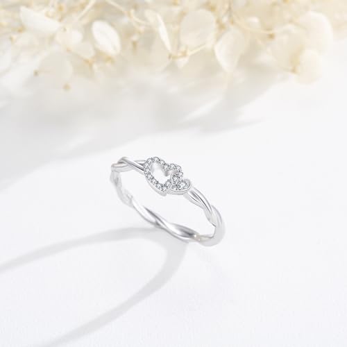 Bague celtique Love en argent 925 et zircone taille 9
