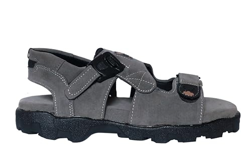 Image of Men's Suede Sports Sandals | Adjustable Strap Design | Lightweight Airmix Sole | Comfortable Sandals | Anti-Slip Casual Footwear | Dark Grey-9