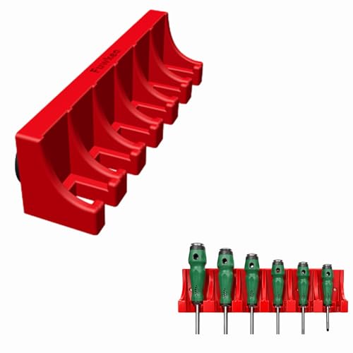 Fuwkeo Heavy Duty Magnetic Pry Bar Holder 6 Slot Wall Mount Tool Organizer Non-Marring Garage Storage Rack with Mounting Holes for Workshop & Home