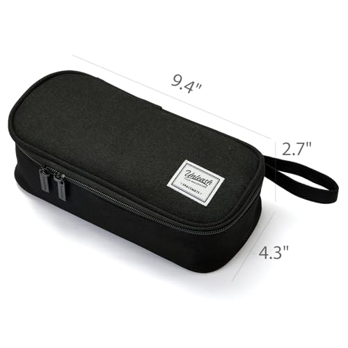 Image of SPACEMATE Pencil Case Pouch Box Bag School Supplies Girls Boys Kids, Cute Preppy Stuff Large Big Capacity Aesthetic Pen Organizer, Back to College Stationary, Coal Black, Standard Stlye, 1800ml