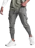 Surenow Mens Running Jogger Pants Workout Athletic Sweatpants Lightweight Thin Quick Dry Tapered Hiking Pants Sports Pants Gray