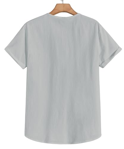 Image of Men's White Cotton Half Sleeve Kurta with Mandarin Collar, Urban Style for Summer Wear Kurta-24