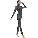 FASHION QUEEN 17 Colors Lady Open Face Masked Zentai Sexy Dancing Hooded Unitard (Black,6XL)