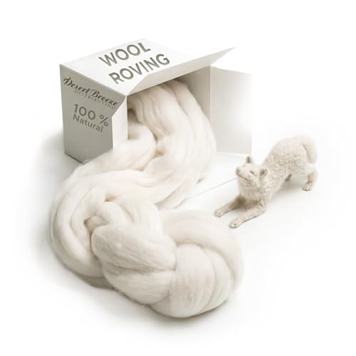 Wool Roving Top 8 OZ Natural Corriedale Bulk Pack Best Core Wool for Needle Felting Wool Wool Felting Dryer Balls Yarn Roving - Ethically Sourced Processed in USA - White Ecru 29.5 Micron