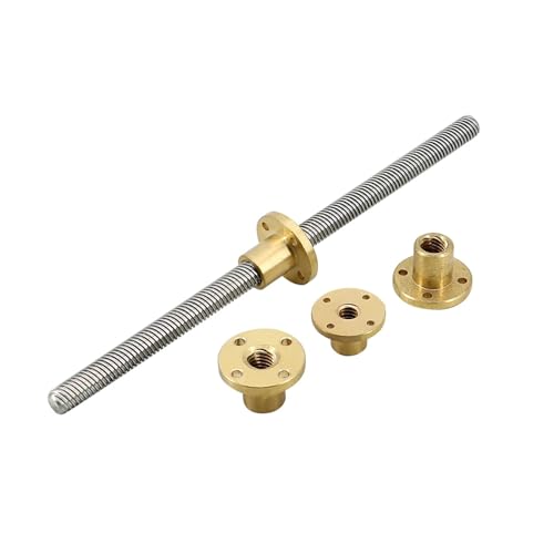 Ball Screw, Linear Motion Ball Screw Trapezoidal Rod T12 Lead Screw 12mm Diameter Pitch 2mm Lead 8mm with Brass Nut Length 100mm-1000mm(300mm)