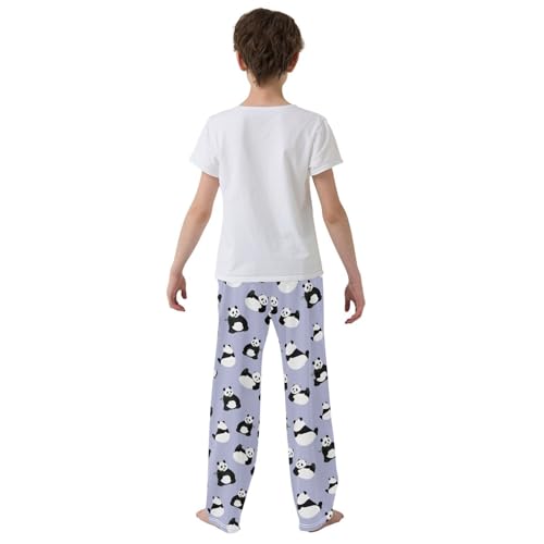ZZXXB Pandas Have Fun Print Boys Long Pants Soft Trousers Elastic Waist Kids Lounge Bottoms with Pockets S-XL3