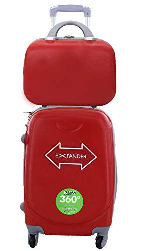 Maleta de Cabina Trolley de Viaje con Neceser a Juego Equipaje de Mano ,aptas para Ryanair Vueling etc (Rojo)