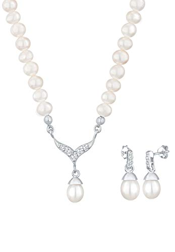 Preisvergleich Produktbild Elli Schmuckset Damen Perle mit Swarovski® Kristall in 925 Sterling Silber