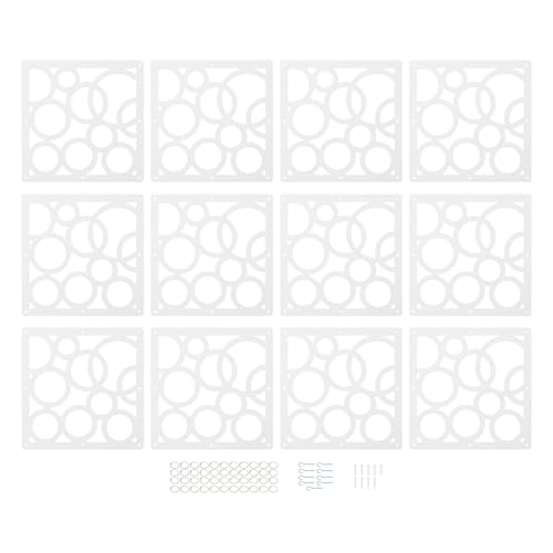 Biombo de 12 Paneles Separador de Ambientes, Biombos Separadores Colgantes, Tabique Separador Colgante de Ambientes, Patrón de Pantalla Circular, 29 * 29 * 0,5 Cm, Color Blanco