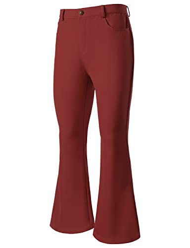 JOGAL Mens Bell Bottom Pants 70s Disco Outfits Slim Fit Retro Flared Trousers3