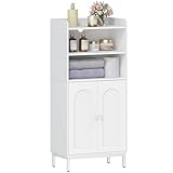 [Più spazio di archiviazione] Questo mobile da bagno misura 20 x 37 x 84 cm ed è adatto per bagni, cucine e lavanderie. Presenta un’elegante porta ad arco per un aspetto più accattivante. Dotato di base metallica, evita che il mobile si bagni e si rovini a causa del contatto prolungato con l’acqua del pavimento, prolungandone la durata. Lo spazio inferiore libera rende più semplice la pulizia del pavimento