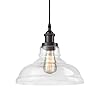 CLAXY Ecopower Industrial Vintage Style 1-Light Pendant Glass Hanging Light Kitchen Island Dining Pendant Lighting