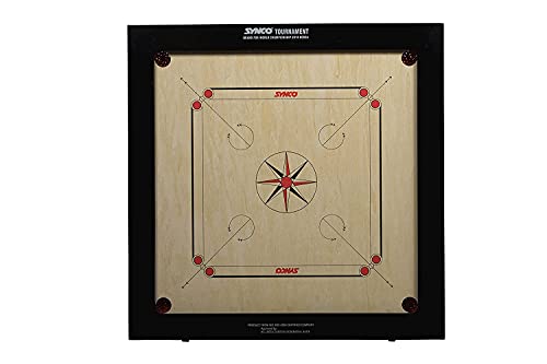 Image of Synco Tournament Full Size Carrom Board with Wooden Coins and Professional Striker 15g (12mm)