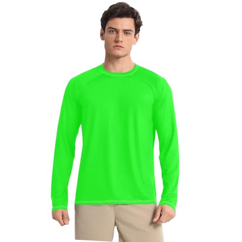 Lime Green Men's Rash Guard Elastic Elasticity Mens Sun Protection Long Sleeve Summer