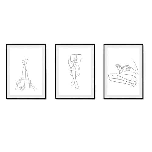 Peinture sur toile dessin au trait triptyque haut de gamme pour salon