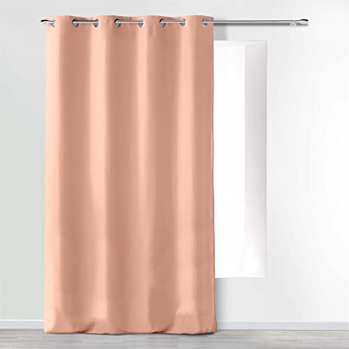 Douceur d'Intérieur Absolu Rideau a Oeillets 140 x 260 cm Microfibre Unie ABSOLU Polyester, Rose Pale, 140 cm x 260 cm