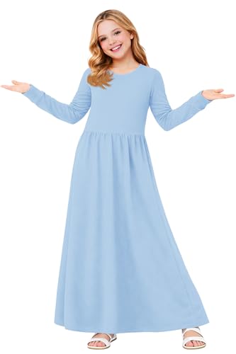 Image of Deerose Girls Maxi Dress Short Sleeve Casual Long Dresses with Pockets 5-14 Years