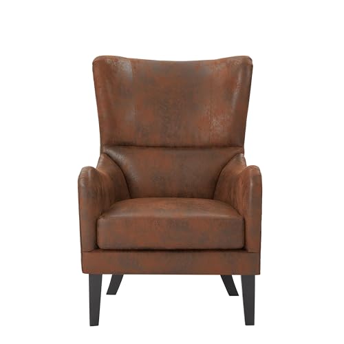 Sillón Alto Respaldar con Tachuelas Marrón miniatura 4