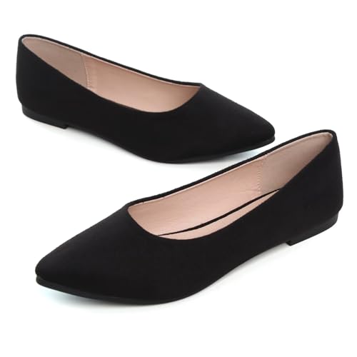 Image of Dear Time Women's Pointed Toe Ballet Flats Simple Casual Office Work Flats Slip-on Comfortable Shoes
