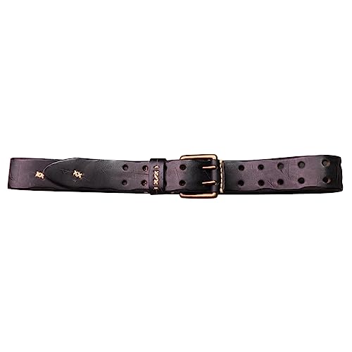 Men's Work Belt - Heavy Duty Genuine Full Grain Leather Vintage Distressed Double Prong Belts,2 Holes Jeans Waist Belt2