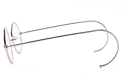Image of Agstum Blue Light Blocking Reading Glasses, Small Round Wire Rim Readers for Computer Use Anti-Glare Cut UV400