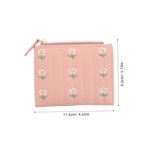 KESYOO Small Wallet Cute Purse: Women Pu Elegant Floral Embroidery Two-fold Design Card Slots And Zippered Coin Pocket Bifold Card Holder For Girls Ladies2