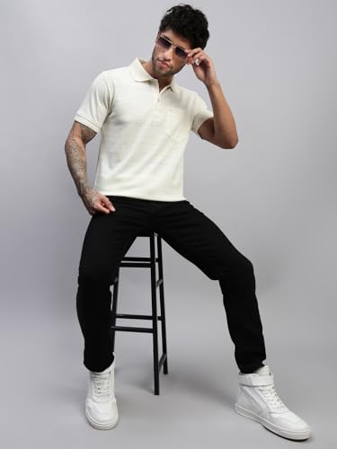 Image of Lux Nitro Men's Polo T-Shirt with Pocket | Cotton Rich Brasso Jacquard | Modern Relaxed Fit | Casual & Smart Wear