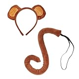 Genérico Disfraz Mono Fantasía - Set 2 Piezas Orejas De Mono Y Cola 58cm | Accesorio Cosplay Animal | Disfraz Carnaval Halloween Fiesța