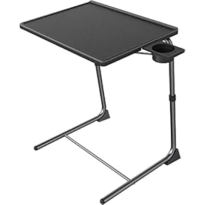 Adjustable TV Tray Table – TV Dinner Tray on Bed & Sofa, Comfortable Folding Table with 6 Height & 3 Tilt Angle Adjustments (Black)