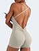 YEOREO Backless Tummy Control Jumpsuits for Women One Piece Workout Jumpsuits Sleeveless V Back Lizvette Scrunch Yoga Rompers