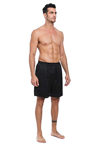 LEPTON 19mm Mulberry Silk Shorts for Men, Silk Boxers Sleepwear, Relaxed Fitness Wear, Front Pockets, Elastic Waist3