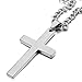 CWFPBA Stainless Steel Cross Pendant Necklace Adjustable Link Chain Couple Friendship Christian Religious Inspirational Lucky Simple Cool Cross Necklace Jewelry for Men Women-silver