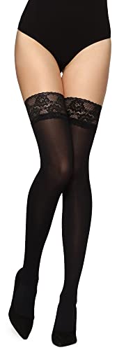 Merry Style Calze Autoreggenti in Microfibra Donna 40 DEN MSSSJ01 M-L Nero