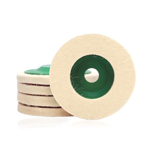 FSTURIOS 5PCS 4 Inch Wool Polishing Wheel Disc, Round Wool Felt Buffing Wheel Pad for 100 Angle Grinder, Buffing Buffer Bore Dia 17mm Polishing Disc for Car Wax Metal Marble Wood (5 PCS)