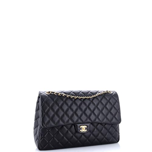Pre-Loved XXL Travel Flap Bag Quilted Caviar Small, Black3