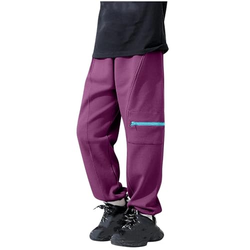 Boys Cotton Sweatpants Casual Elastic Waist Hiking Cargo Pants Baggy Trendy Lounge Athletic Sweat Pant with Pockets