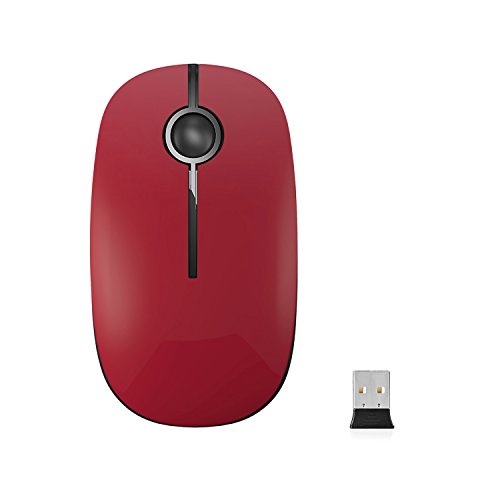 Image of VssoPlor Wireless Mouse, 2.4G Slim Portable Computer Laptop Mouse with Nano Receiver Quiet Silent Optical Mice for Notebook, PC, Laptop, Computer-Black and Red