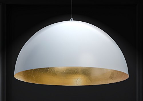 Hochwertige Design Deckenlampe Weiß Gold Durchmesser 50 cm, Pendelleuchte Rund, Hängelampe LED Geeignet, Retro Vintage Lampenschirm Für Wohnzimmer Und Küche – Metall – Dimmbar Und Höhenverstellbar Hochwertige Design Deckenlampe Weiß Gold Durchmesser 50 cm, Pendelleuchte Rund, Hängelampe LED Geeignet, Retro Vintage Lampenschirm Für Wohnzimmer Und Küche – Metall – Dimmbar Und Höhenverstellbar