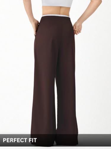 Image of Leriya Fashion Women High Waist Wide Leg Trousers | Summer Stretch Poly Lycra Palazzo Pants | Casual, Office & College Outfits | Flared Korean Style | Available in Sizes 28 to 38