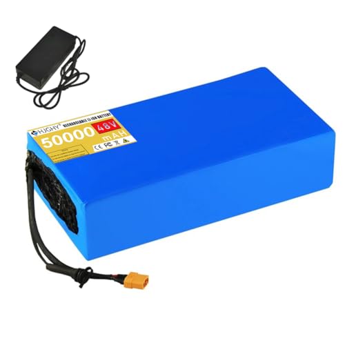 48V 20Ah 30Ah 40Ah リチウムイオン電池パック 48ボルトリチウム電池交換用充電器付き BMS保護ボード 500W 1500W 2000Wモーター用,Xt60,48V 50Ah（Amazon）