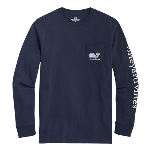 Image of vineyard vines Boys' Flag Whale Long-Sleeve Pocket Tee