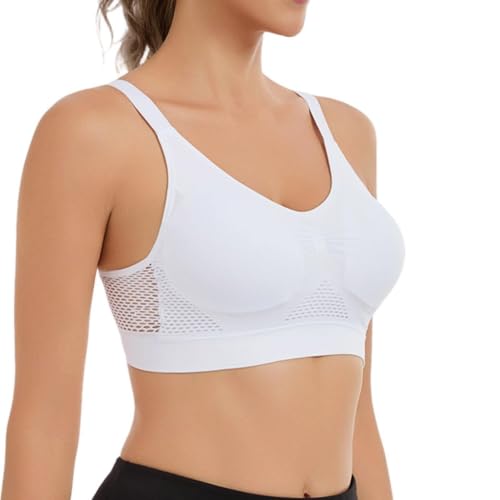 MESSIYO Push Up Sports Bra for Women Breathable Anti-Sagging White - image 4