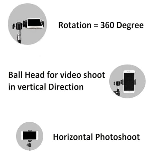 Image of Tripod Stand for phone 7 feet I with 360 Degree Ball Head Rotator & Mobile Holder for All Types of Mobile I Photography I Shooting I YouTube I Lightweight I Easy to Carry for Traveling I Metal I Black