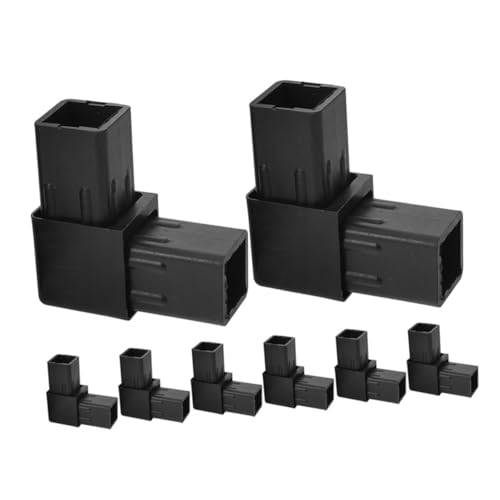 8pcs Black Plastic Square Tube Connector Fittings Joint...