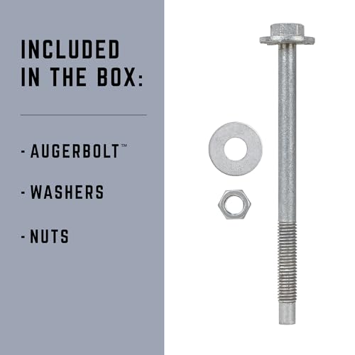 Image of GRK Fasteners AugerBolt Through Bolt Fastening System, 1 /2 inch x 7 inch Galvanized Heavy-Duty Carriage Bolts, Rust Resistant for Post-to-Beam Connections, 2 Bolts w /Hex Nuts, & Washers (excludes Drill bit)