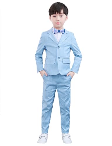 Costume de bal à rayures pour garçon avec veste de smoking gilet haut de gamme et pantalon teen