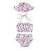 Geagodelia Costume da Bagno per Bambina a 3 Pezzi con Stampa Leopardata o Floreale, Set Bikini Ragazza Carina (Rosa, 6-12 Mesi)