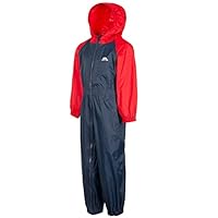 Trespass Explorer Suit Kids Waterproof All in One Rainsuit (Navy/Red, 9-10 Years)