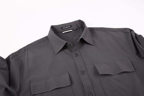 Alex Vando Mens Button Down Shirts Two Pockets Long Sleeve Casual Dress Shirt for Men