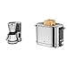 WMF Lumero Kaffeemaschine, mit Thermoskanne, Filterkaffee, 8 Tassen, 800 W & Lono Toaster Edelstahl, Doppelschlitz Toaster mit Brötchenaufsatz, für XXL-Toast, 7 Bräunungsstufen, 900 W, edelstahl matt